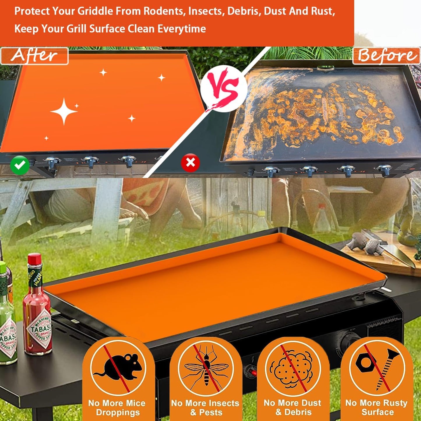 Tapete silicona parrilla Blackstone 36pulg naranja
