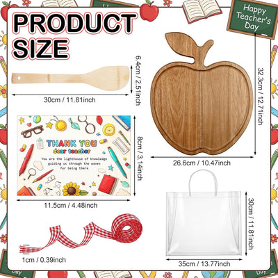 Juego de regalos para profesores con tabla de cortar de madera y espátula de bambú