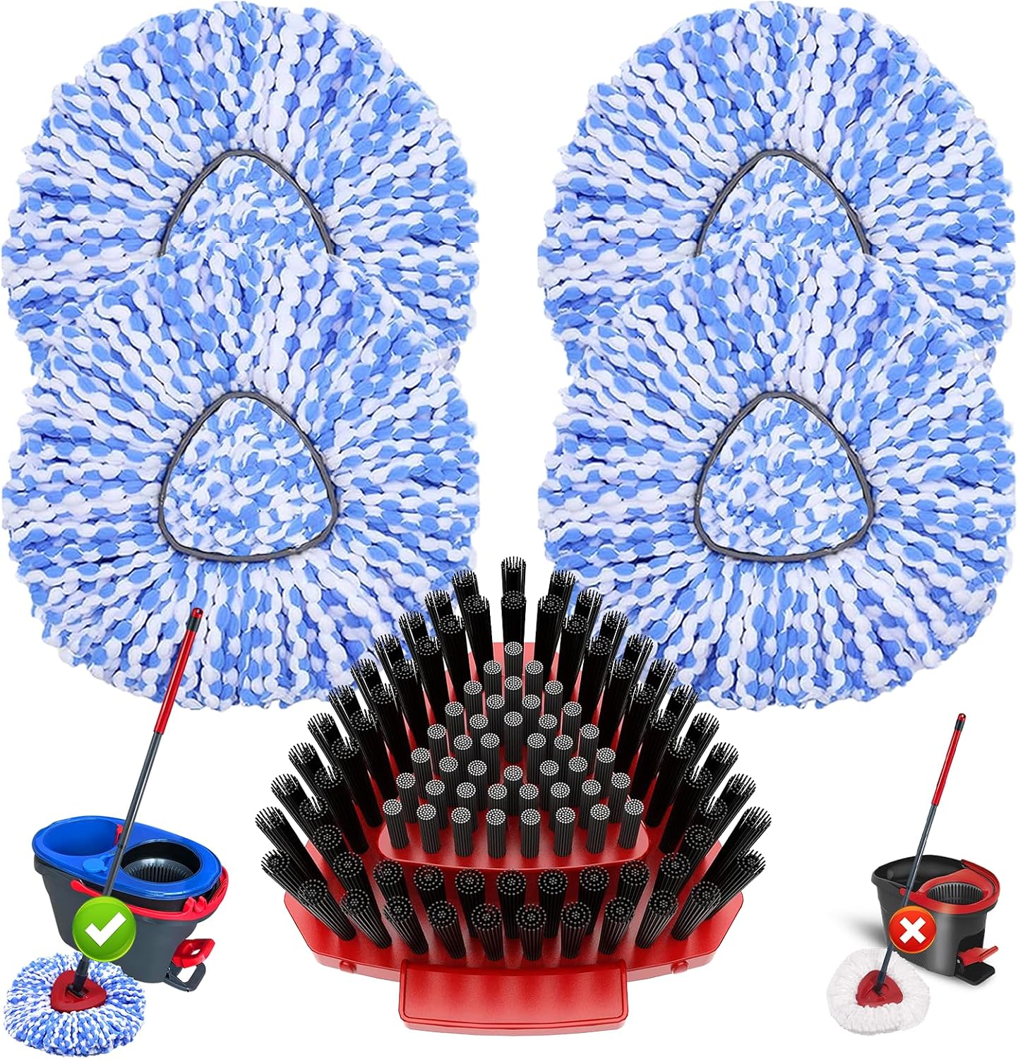 5 Cabezales giratorios O Cedar RinseClean 2 tanques 100% microfibra