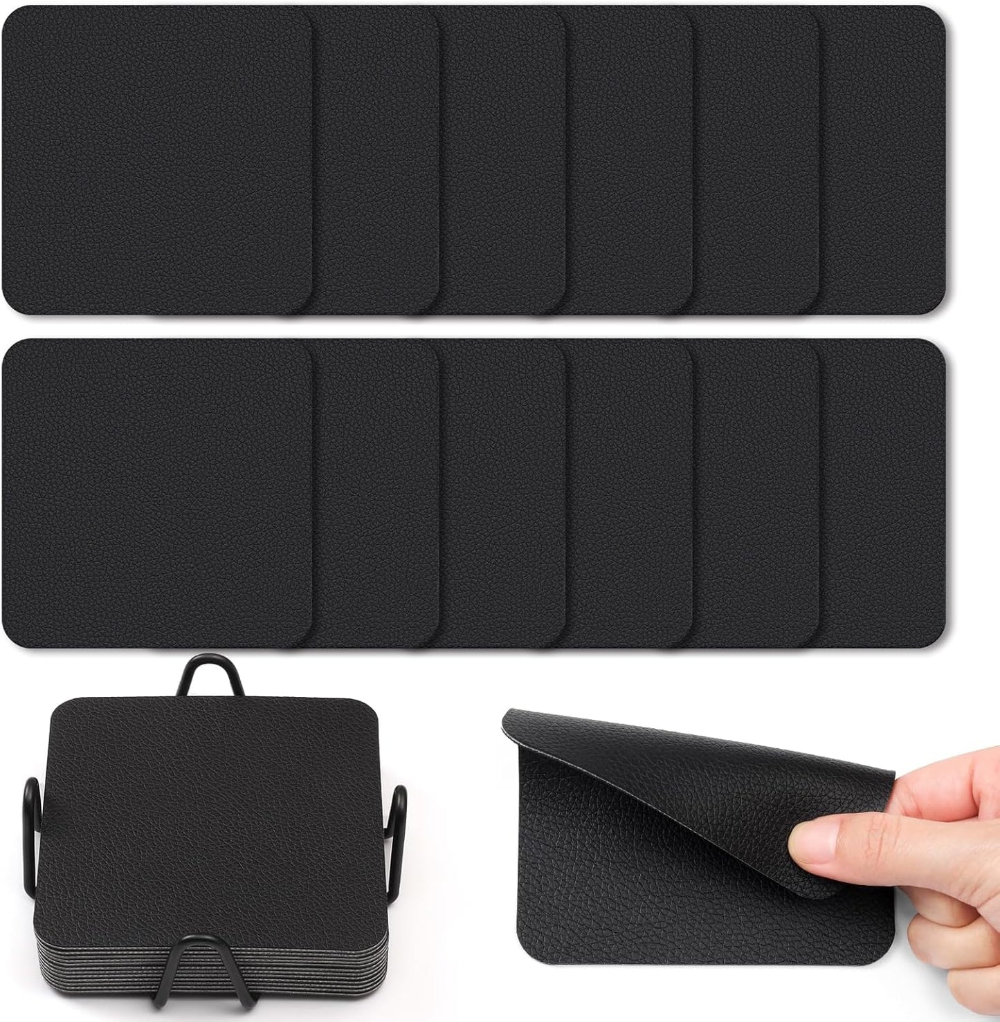 Juego de 12 posavasos de cristal doble cara negro sin BPA