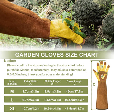 Guantes jardinería mujer cuero vaquilla para cactus rosas moras