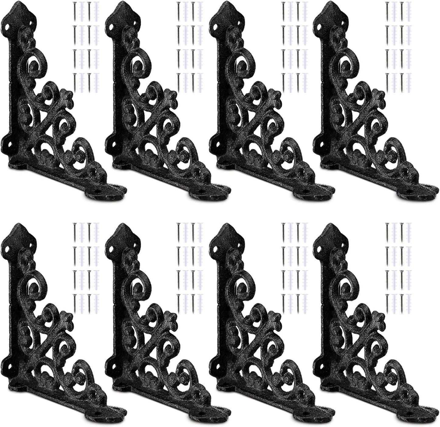 8 Soportes Hierro Fundido Estilo Victoriano 3 7/8pulg