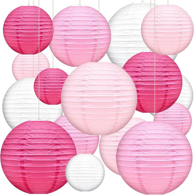 Faroles papel rosa colgantes redondos 6-10pulg linternas china boda