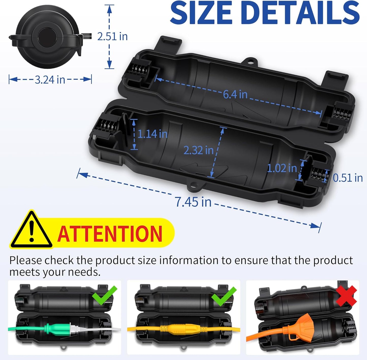 Set 6 Cubiertas Cable Ext. Impermeables IP54