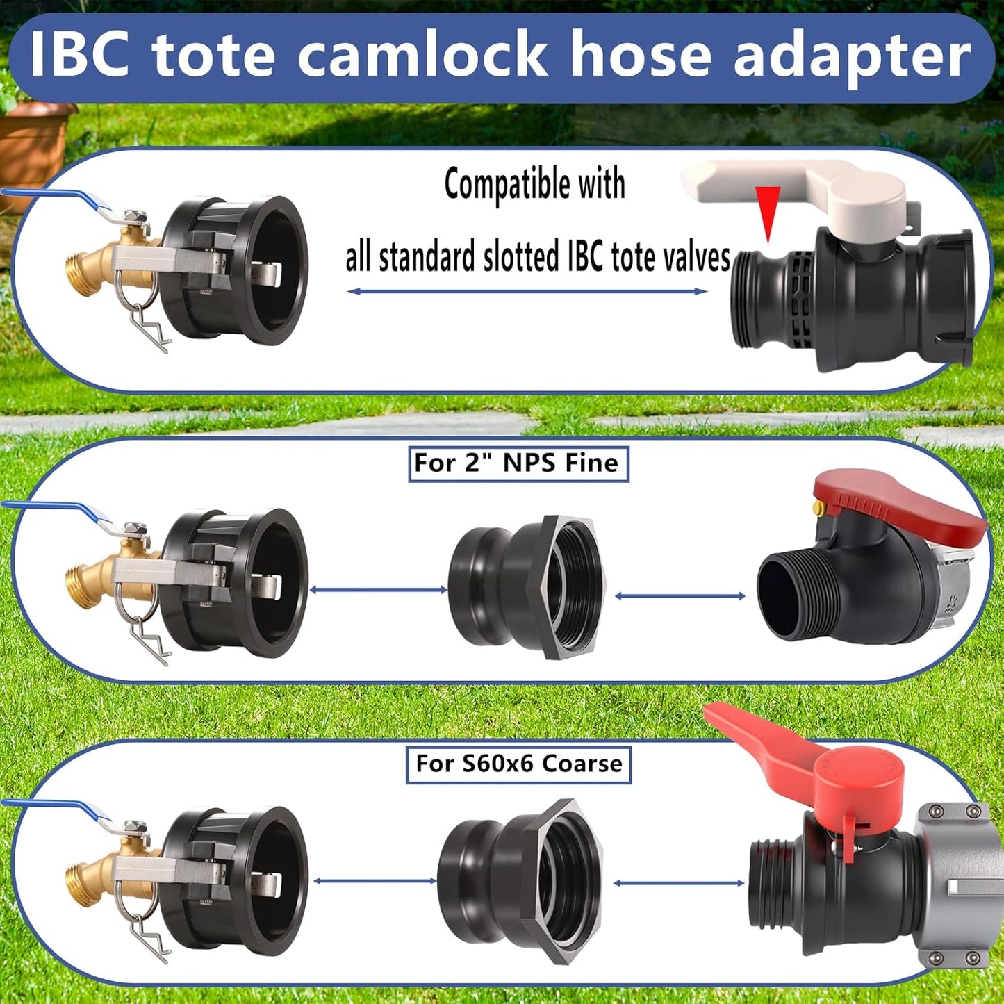 Adaptador manguera IBC 2 pulgadas para tanque 275-330gal