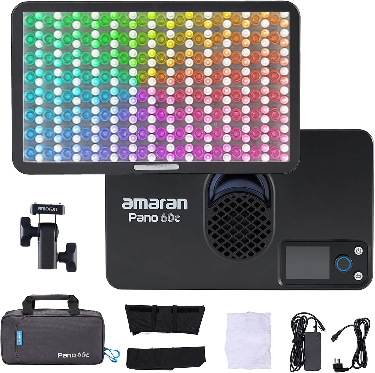 Kit luz LED RGBWW 60W para panel video 12 efectos control app USB-C