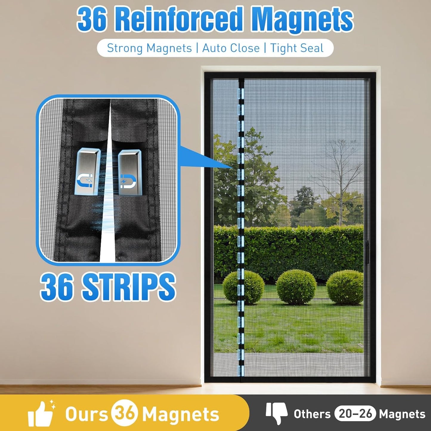 Malla mosquitera puerta 32x80pulg cierre magnético