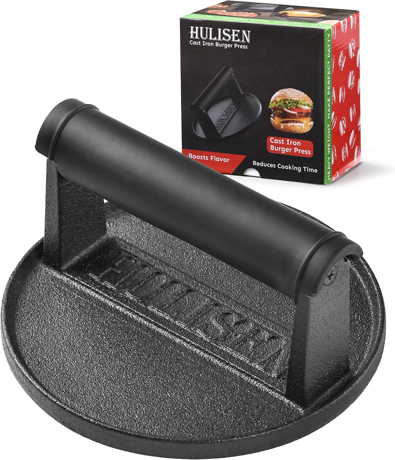 Prensa hamburguesa hierro fundido 6pulg resistente con mango