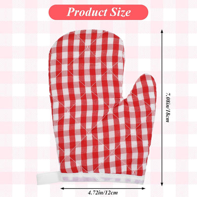 2 Guantes Horno Rojos Cuadros para Cocina Resistente Calor