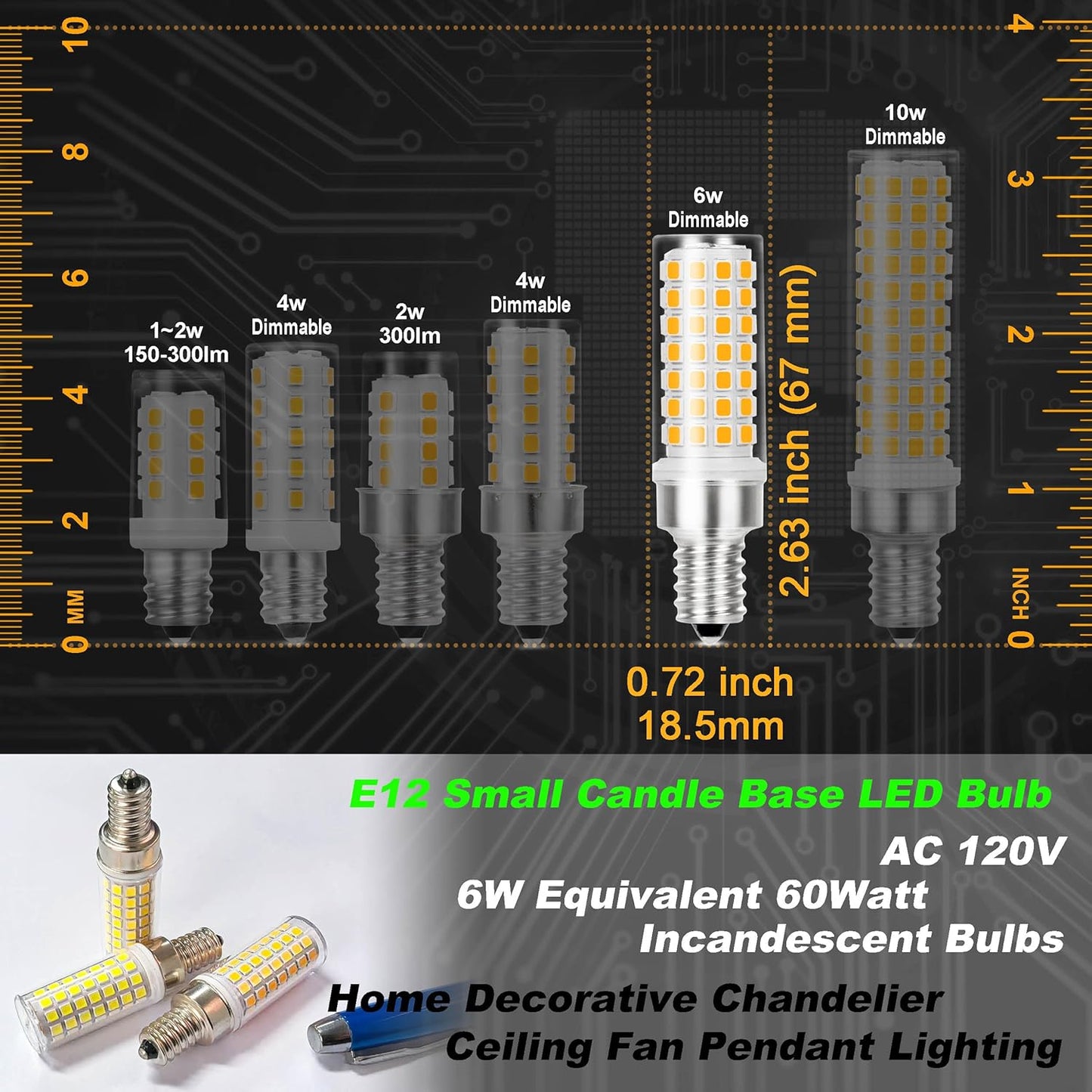 Bombilla LED E12 regulable 6W AC120V blanco cálido 2700K
