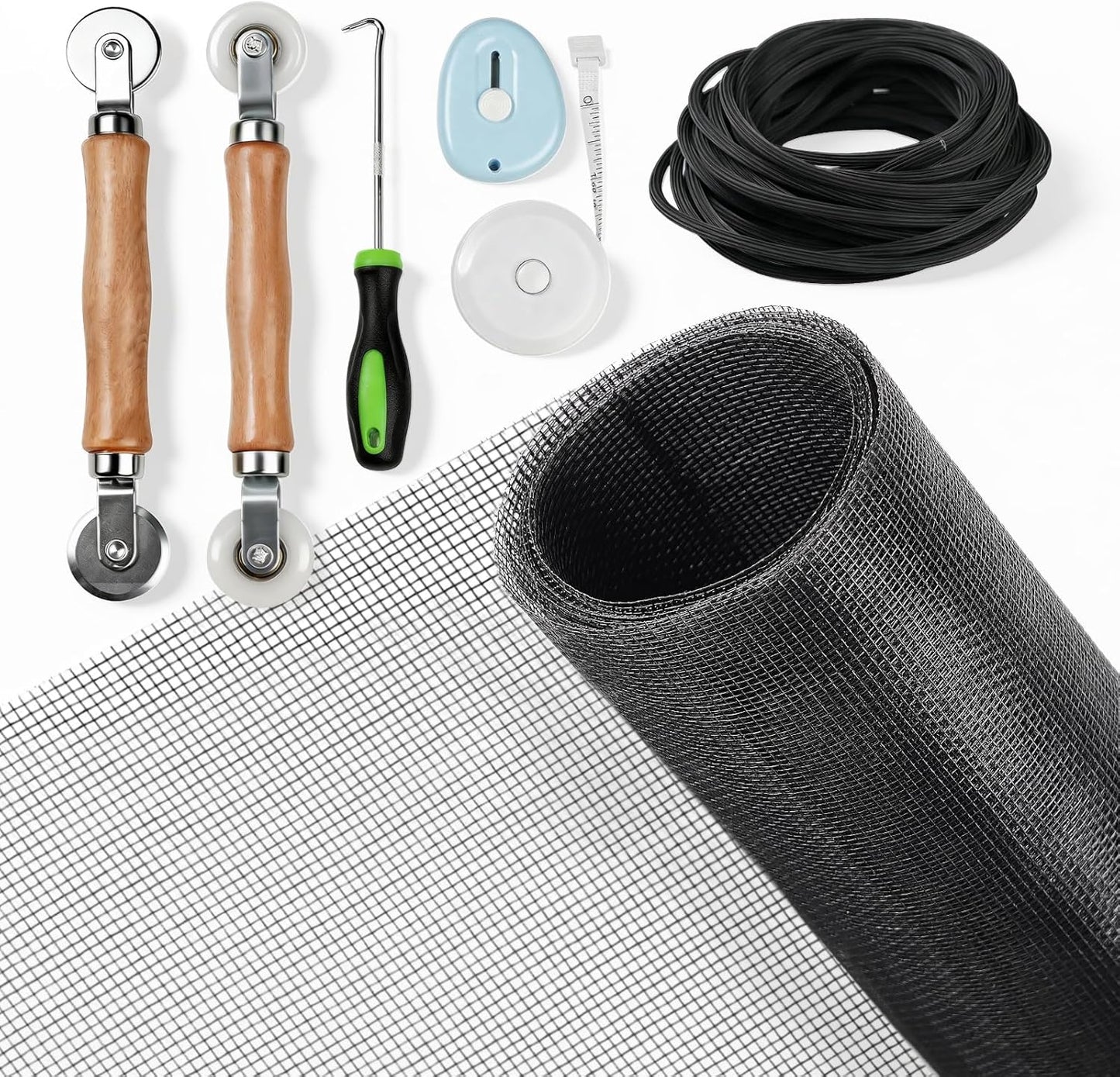 Kit reparación puerta mosquitera malla fibra vidrio 48x118pulg