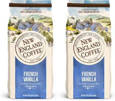 Café molido de tostado medio vainilla francesa New England Coffee 18 oz paquete de 2