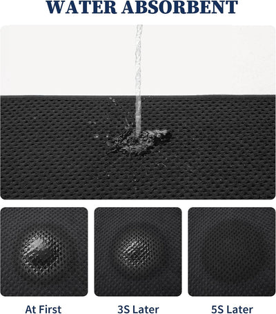Set 3 Tapetes Baño Absorbente Antiderrap Negro