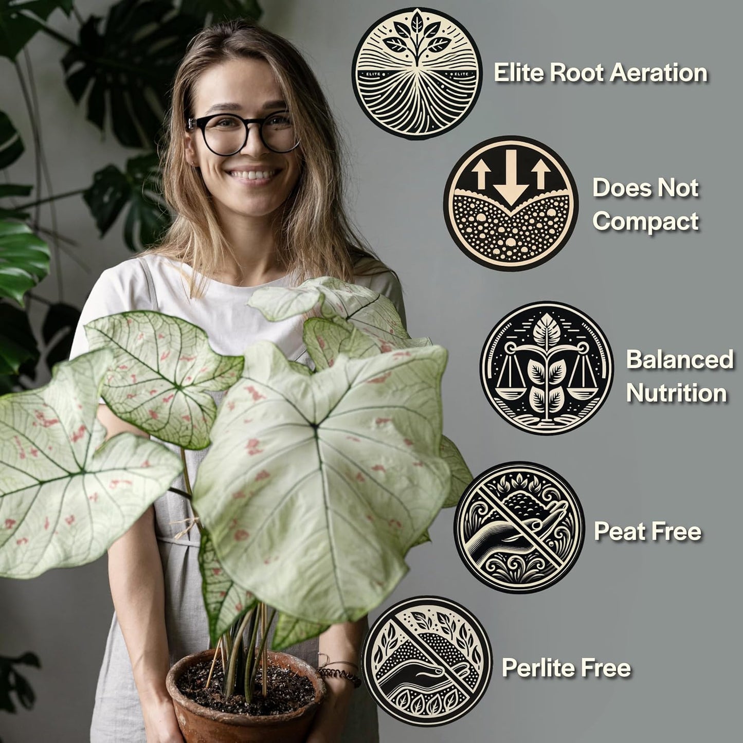 Mezcla tierra para plantas tropicales y de interior bien drenante