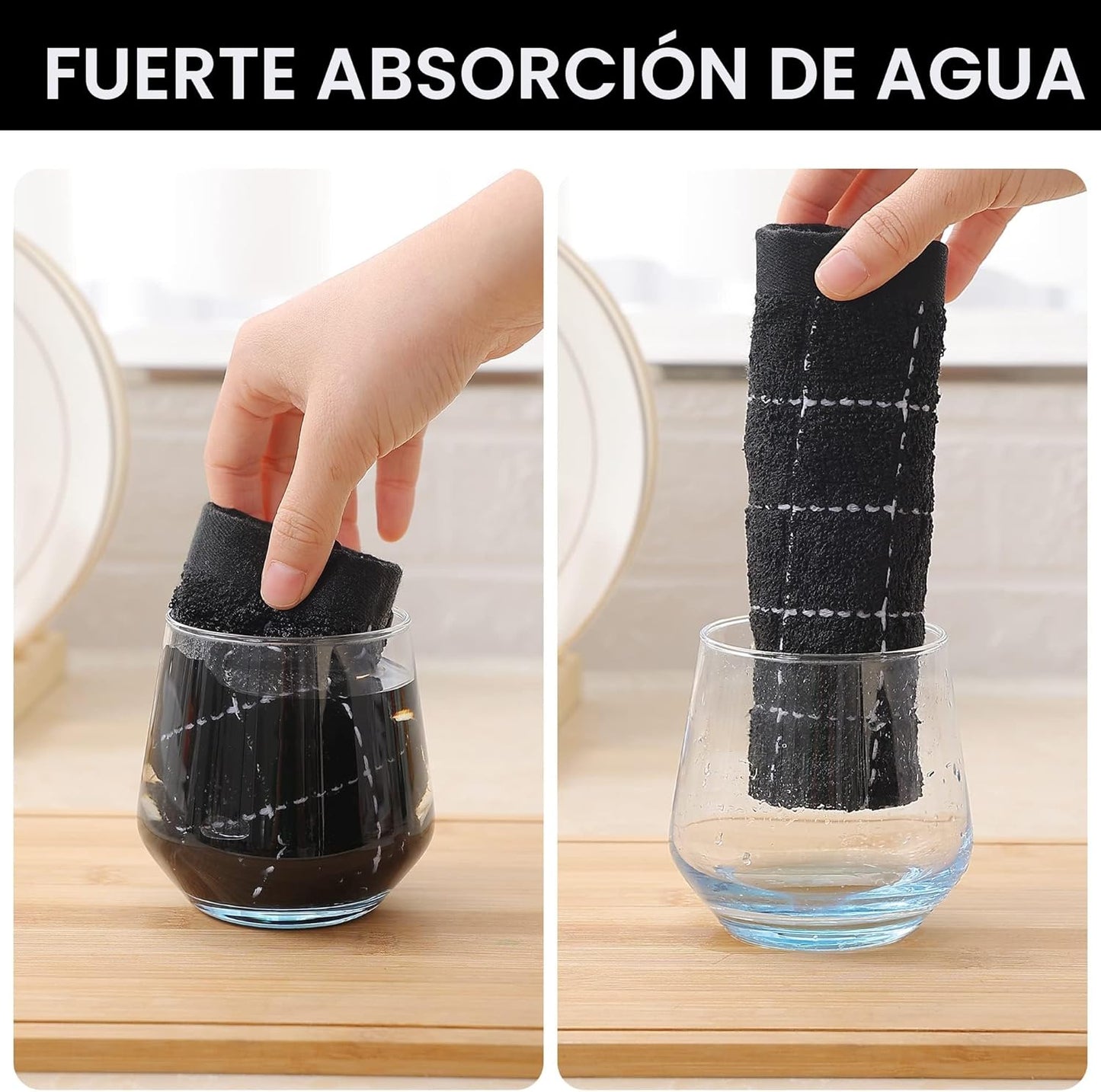 Toallas cocina algodón 13x28pulg cuadros suaves set 2