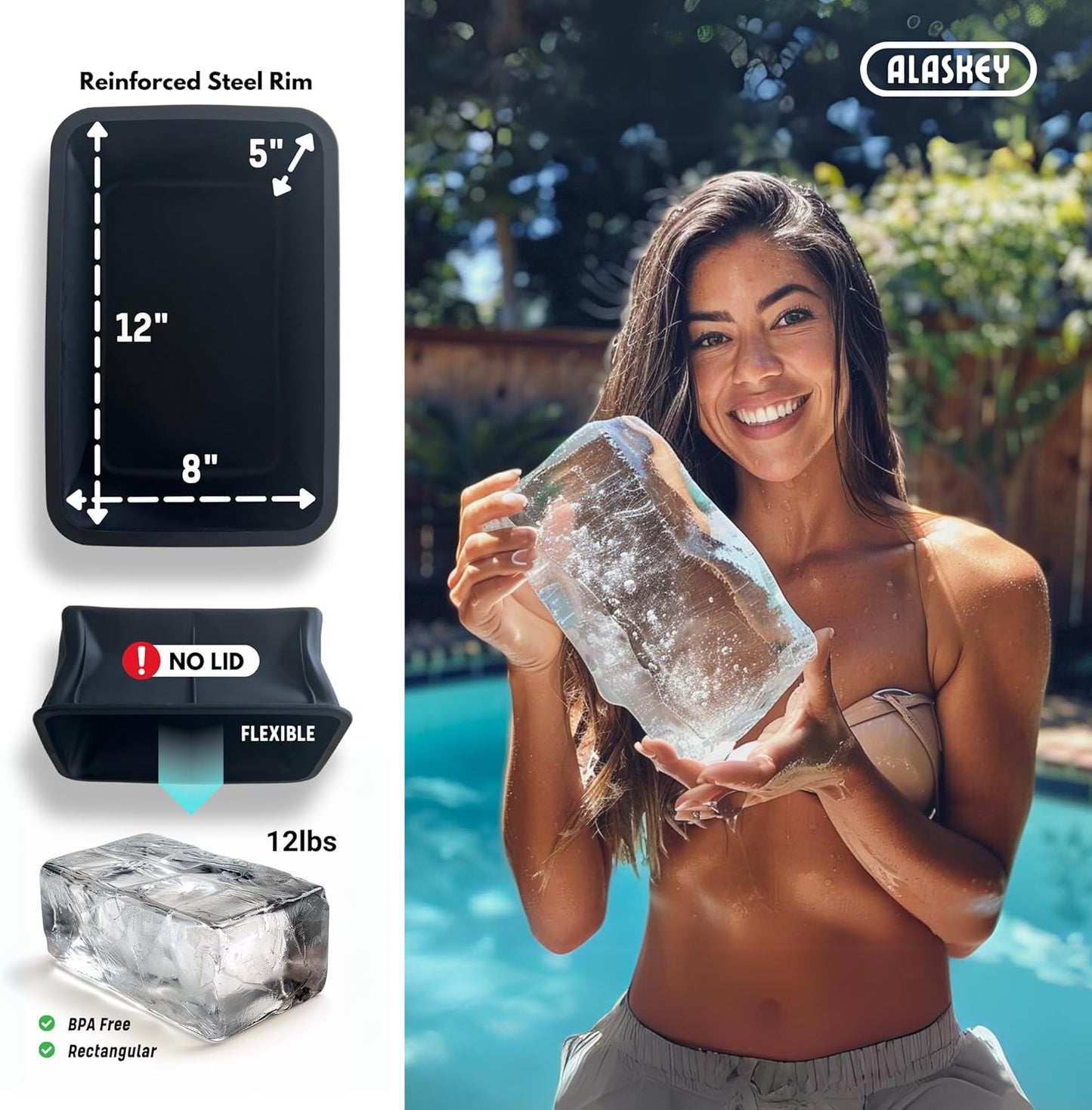Molde gigante para bloques de hielo de 12 libras paquete de 3 y hielo Alaskey blanco grande manta refrescante reutilizable 45 x 16 pulgadas