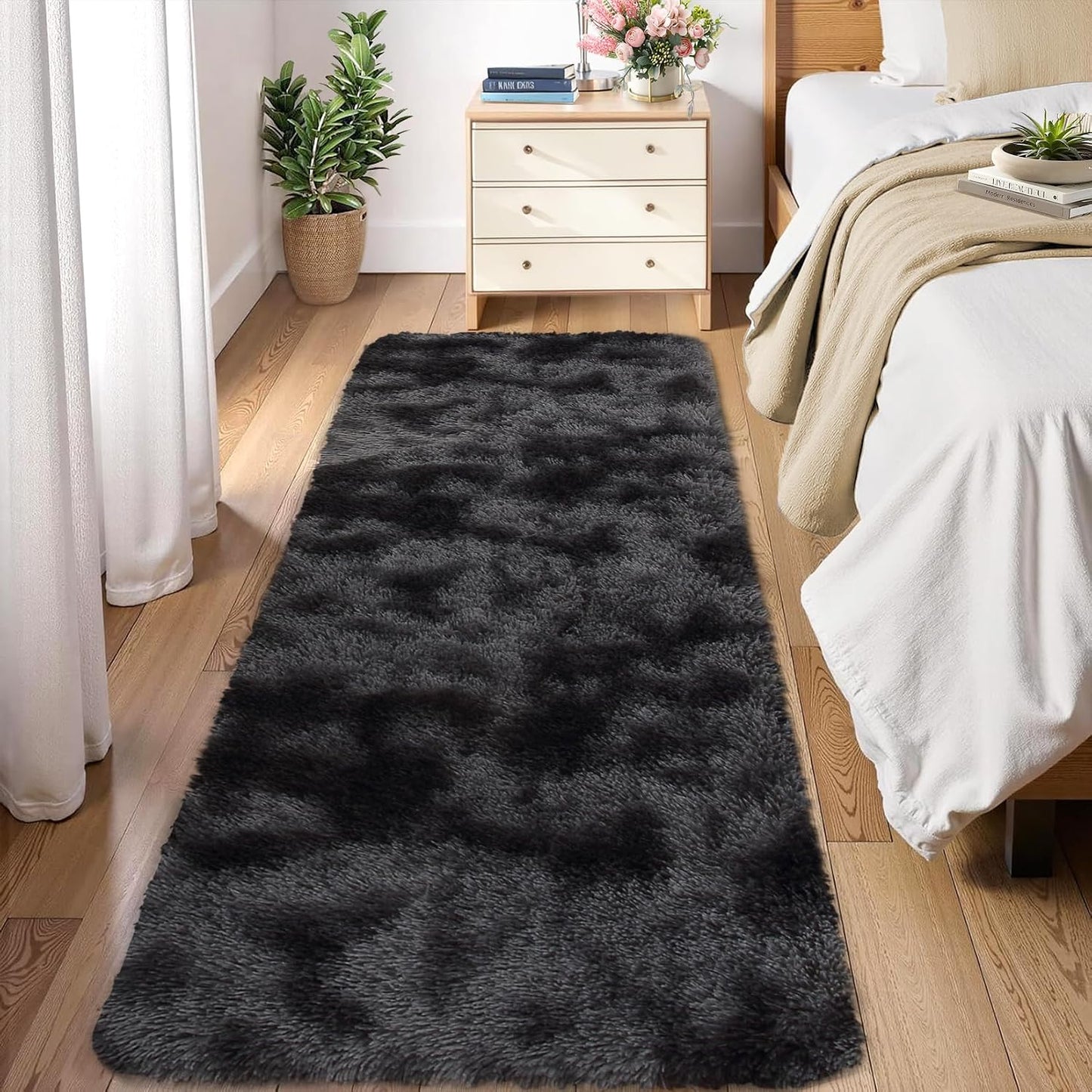 Alfombra pasillo lanuda 2x8ft antideslizante suave para niños