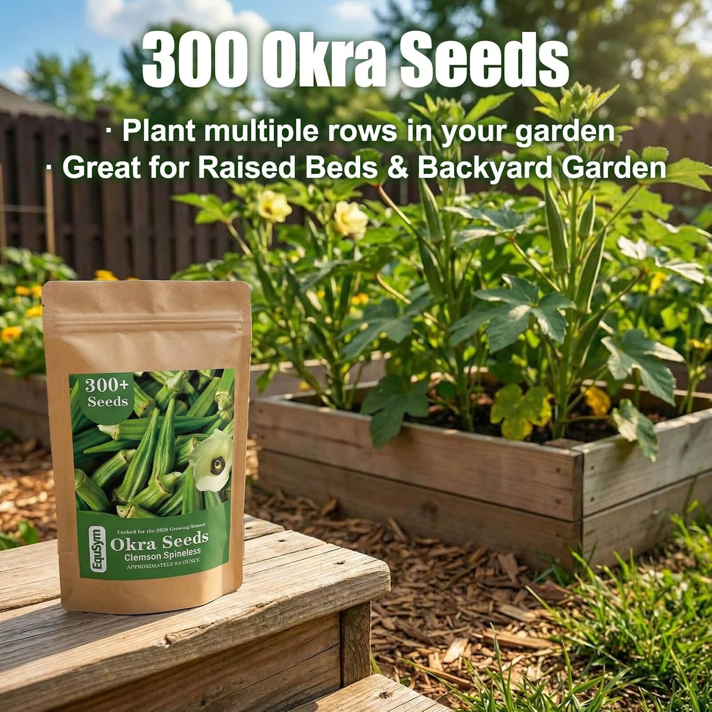 300 Semillas Okra Clemson Pleno Sol Germinación 7-14 Días