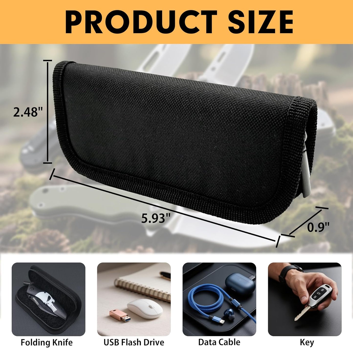 Bolsa nylon para cuchillos plegables EDC con cremallera