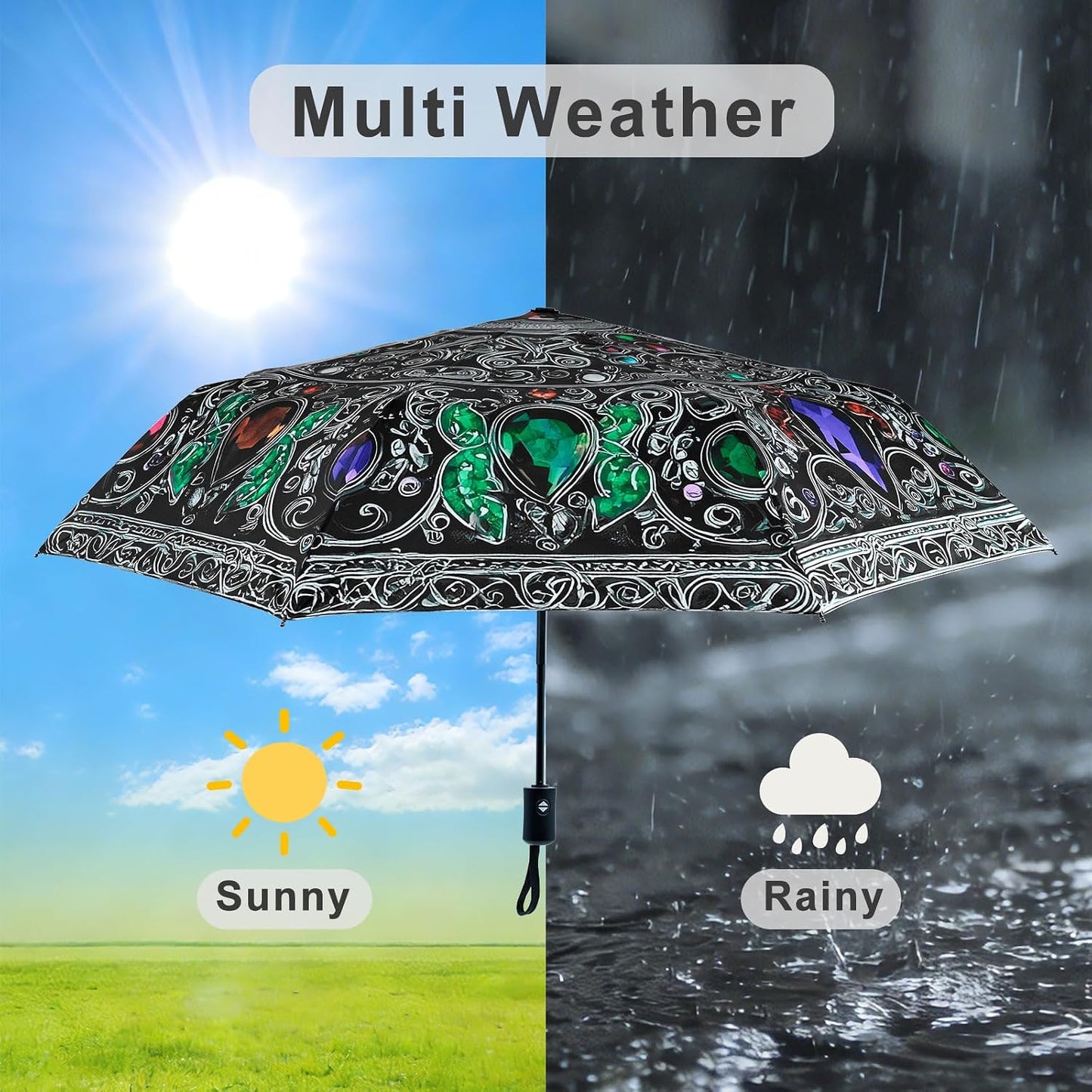 Paraguas viaje plegable automático para mujer hombre lluvia sol