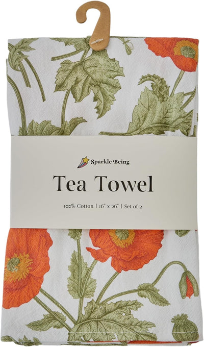 Toallas de cocina con flores y mariposas de algodón 100% reutilizables absorbentes y duraderas set de 2