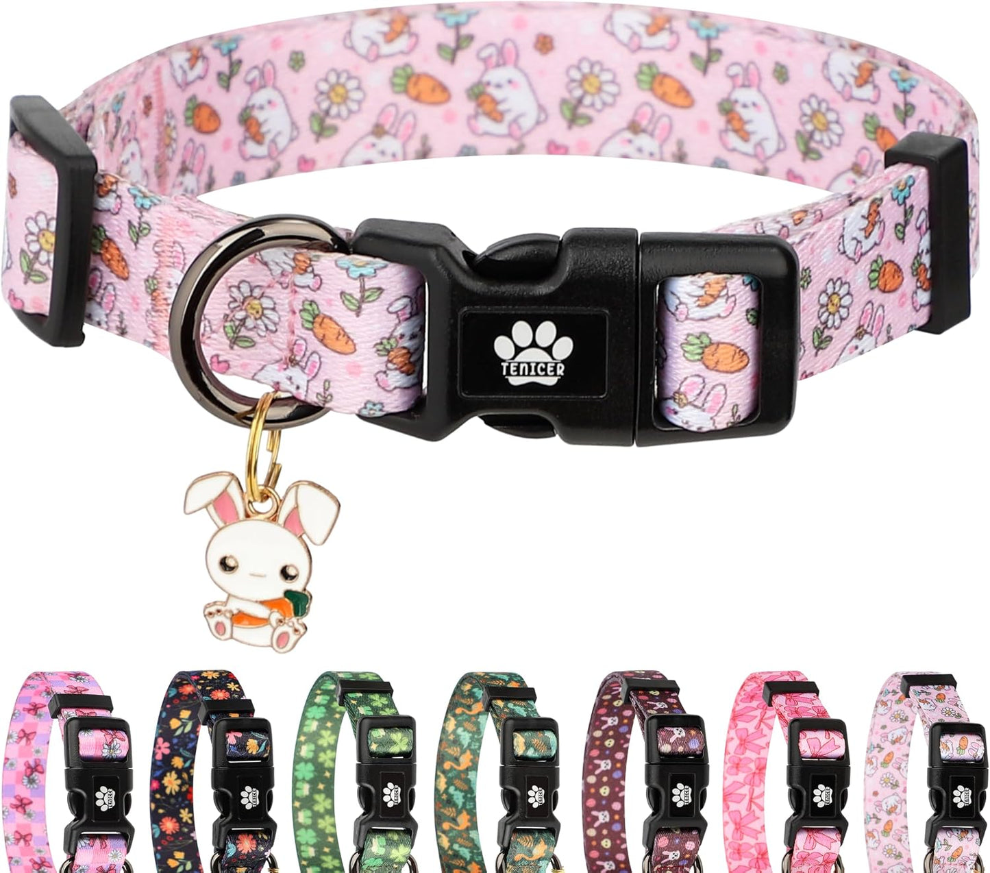 Collar Pascua perro patrón zanahoria rosa S M L