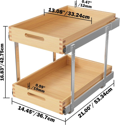 Cajones extraíbles 2 niveles 15x21pulg madera
