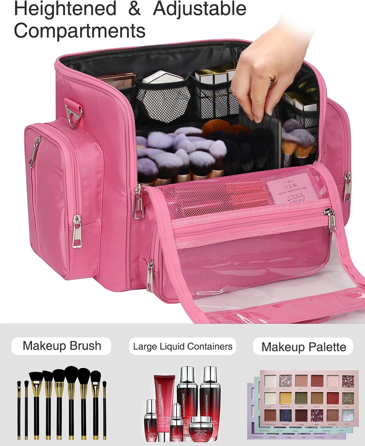 Bolsa brochas maquillaje transparente con tapa viaje