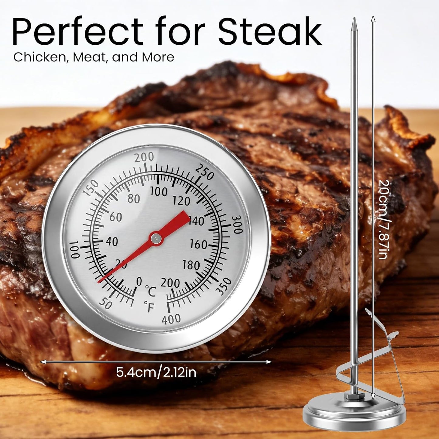 Termómetro carne acero inox 2pulg lectura instantánea