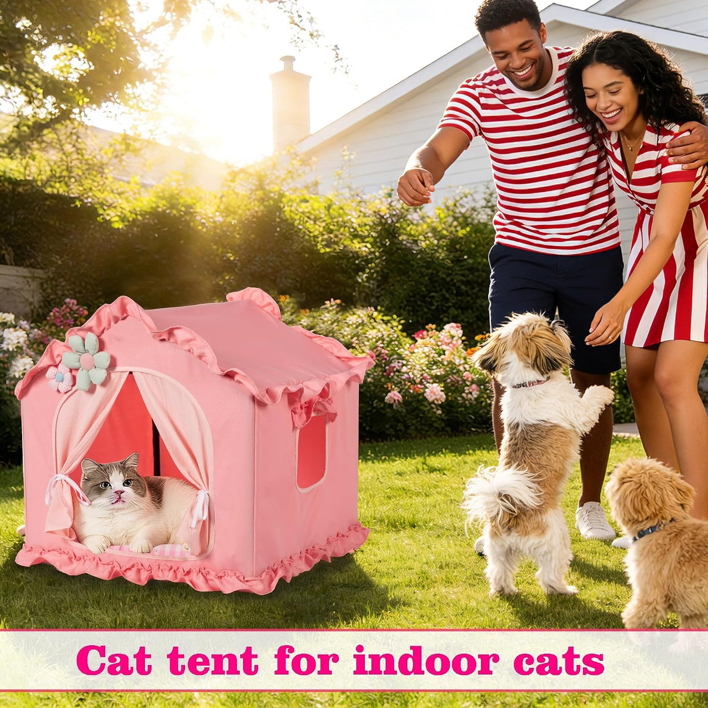 Casa para mascotas estilo princesa tamaño M 17x17x17pulg