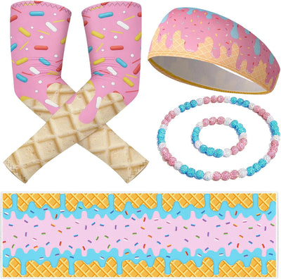 5 Pzas Accesorios Goteo Helado Béisbol Toalla 12x40 Diadema