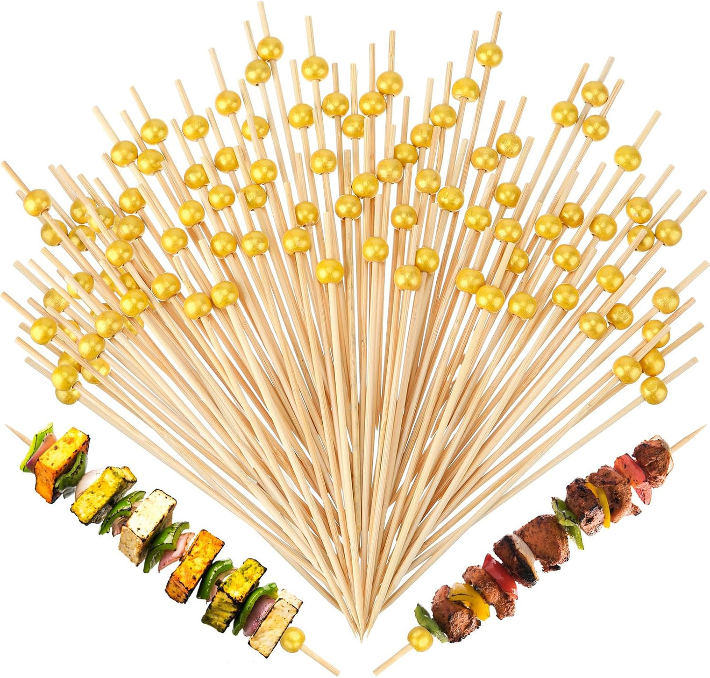 100 Pzas Palillos Bambú 6pulg para Cóctel Aperitivos