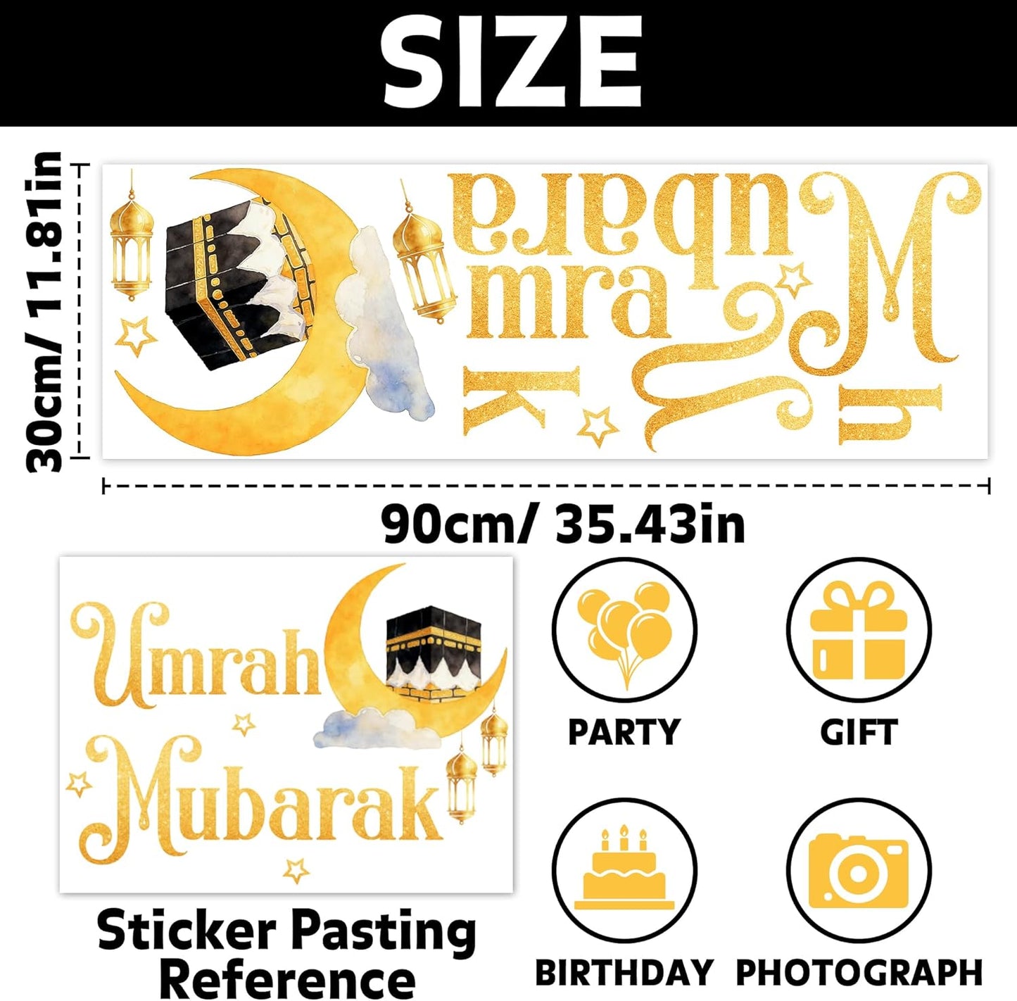 Fondo de fiesta umrah mubarak globo dorado eid islámico