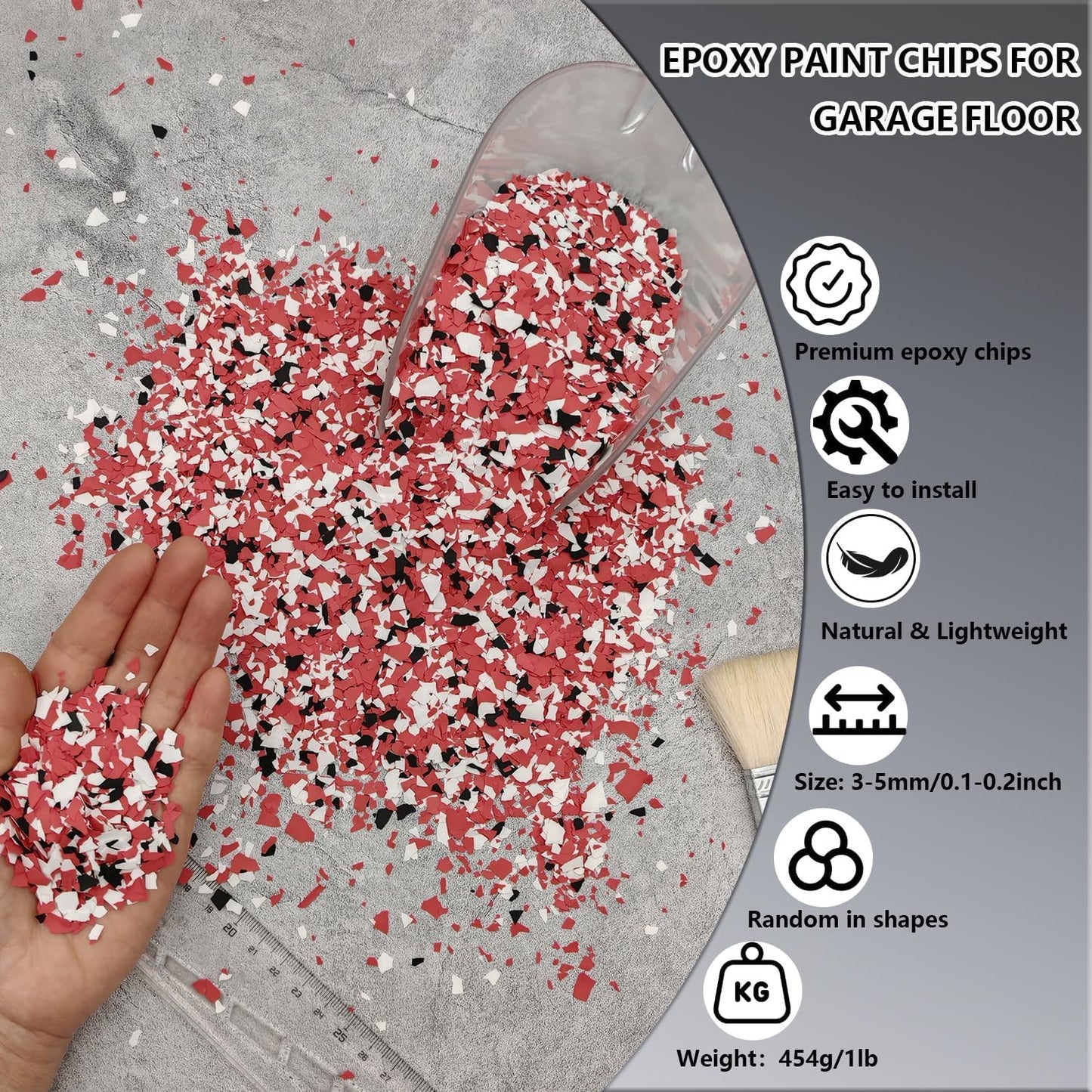 Chips Epoxi Piso Concreto Negro Blanco Rojo