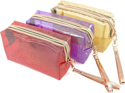 3 Pzas Bolsa Cosméticos Impermeable PVC con Cremallera