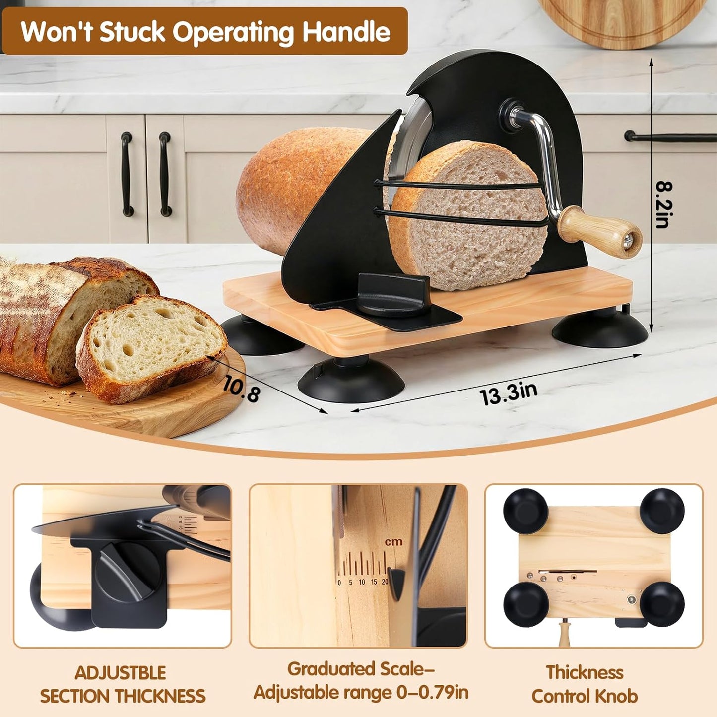 Rebanador manual pan masa madre ajustable negro