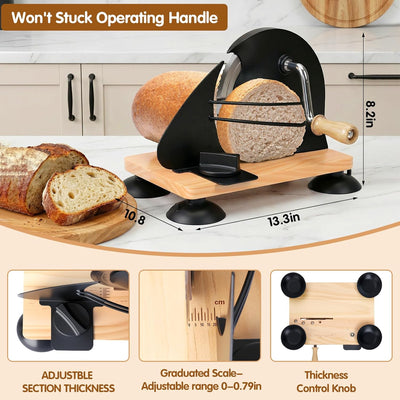 Rebanador manual pan masa madre ajustable negro
