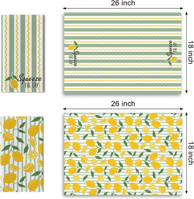 Paños de cocina de limón rayas onduladas 18x26 pulg