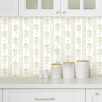 Papel tapiz cocina autoadhesivo bohemio floral beige