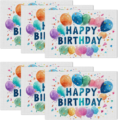 Juego manteles individuales feliz cumpleaños 12x18 pulgadas lavables resistente al calor de lino