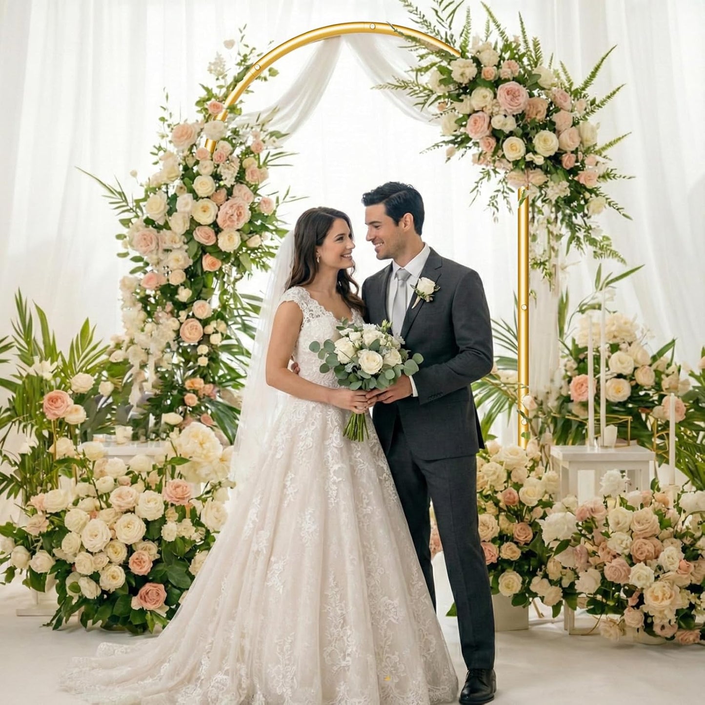 Soporte arco boda metal 7.2ft dorado estable decoración