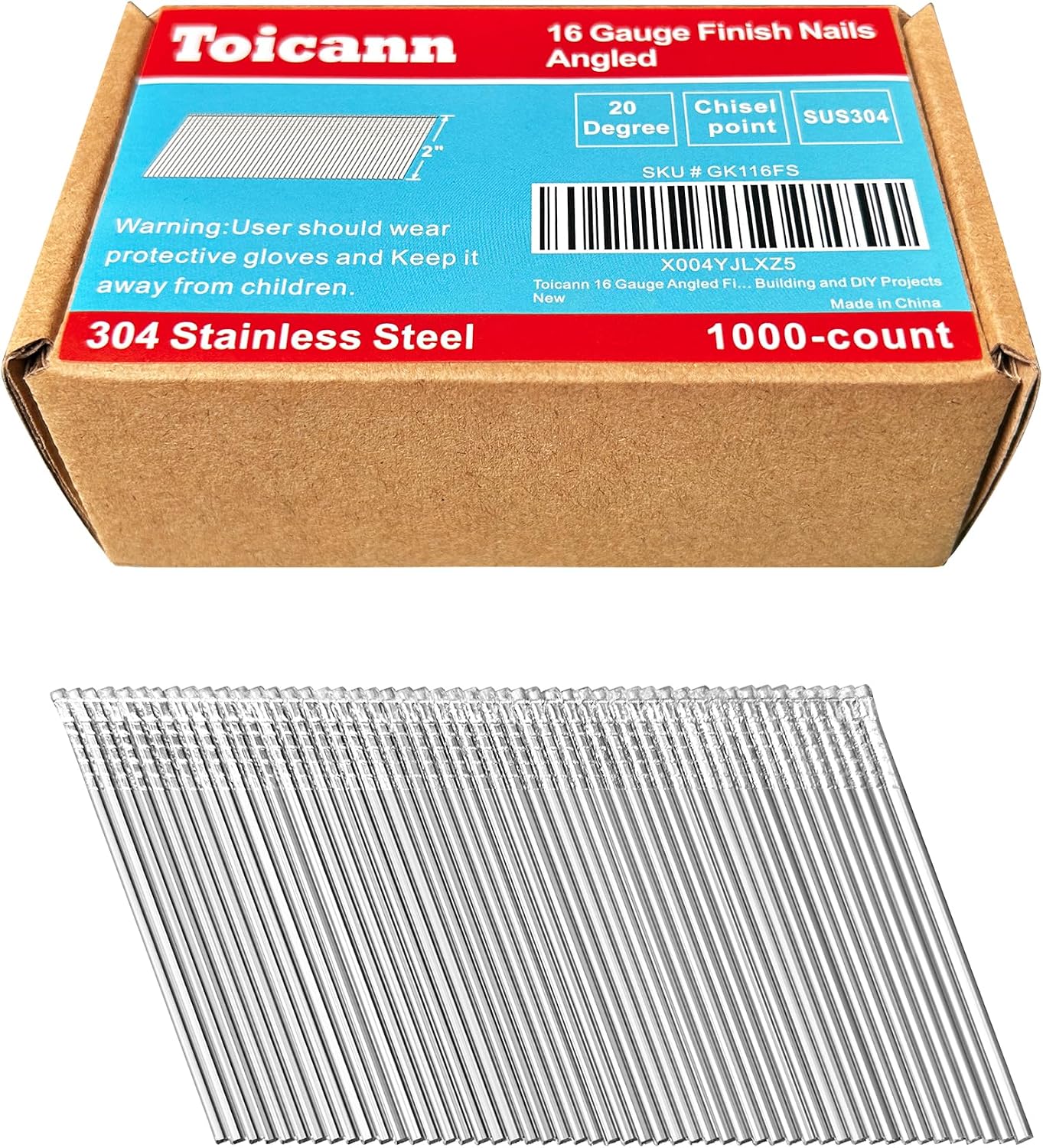Clavos ángulo acero inox 2pulg 20grd set 1000uds