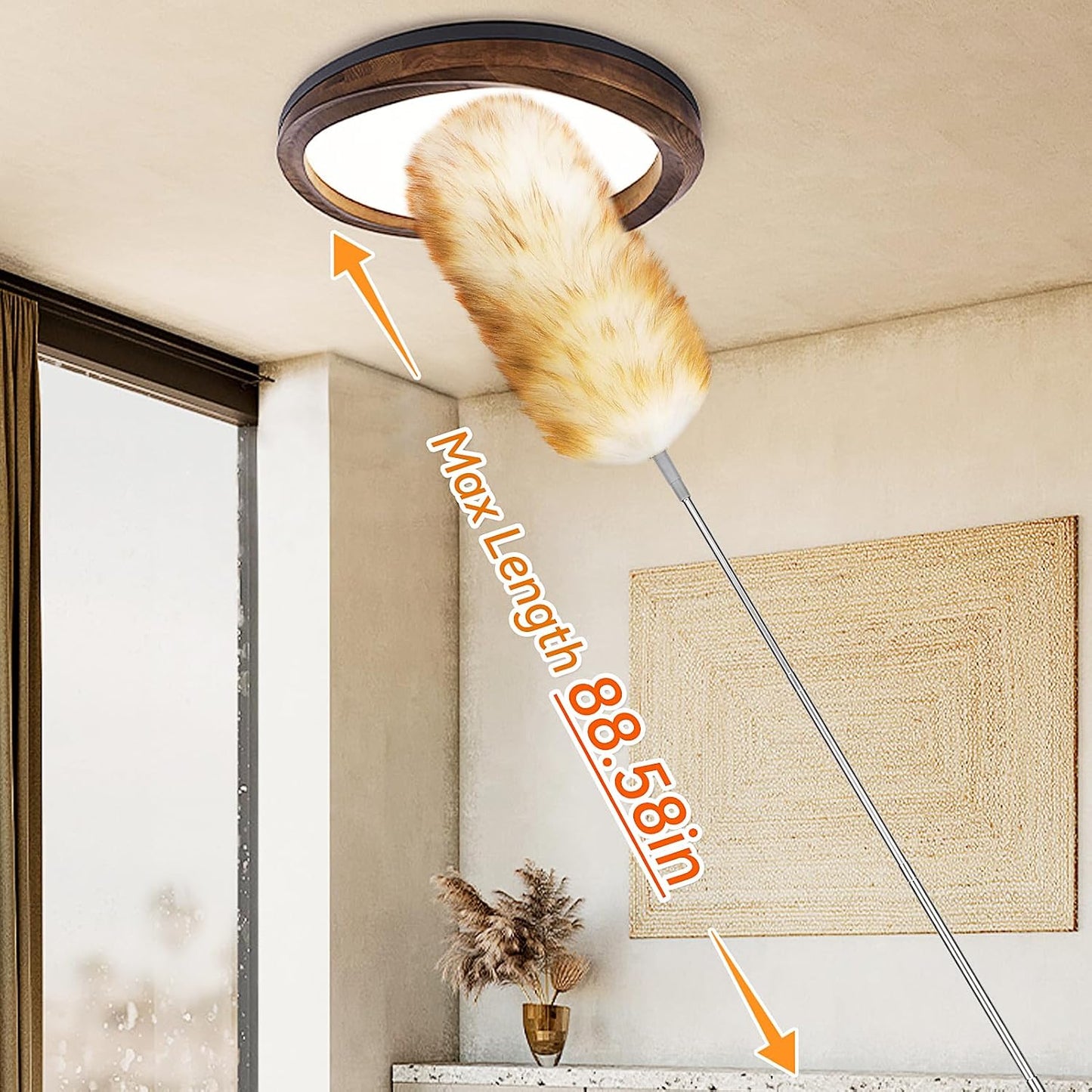 Plumero lana cordero poste 88pulg acero inox para ventiladores