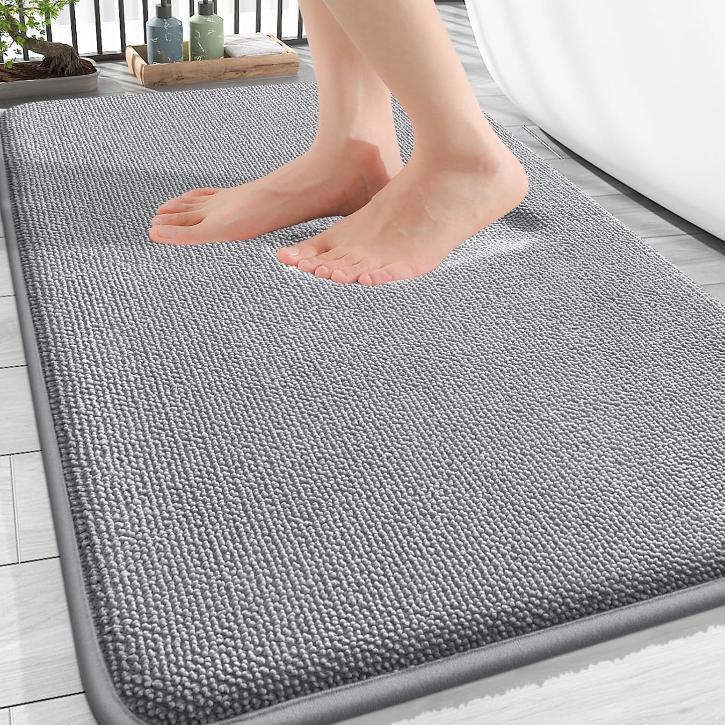 Tapete baño espuma viscoelástica 32x20pulg antideslizante gris