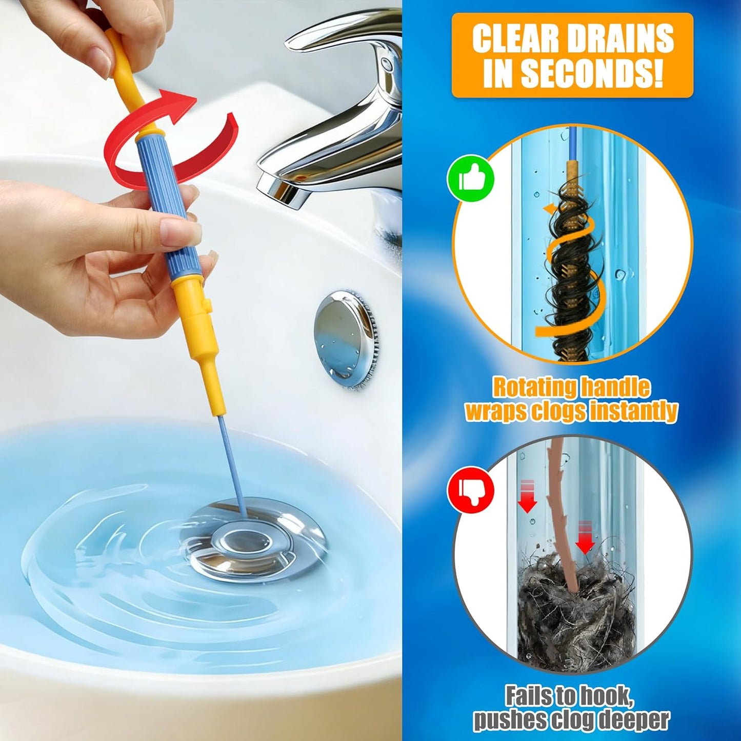 Removedor obstrucciones drenaje 30pulg set 6 acero antirrotura