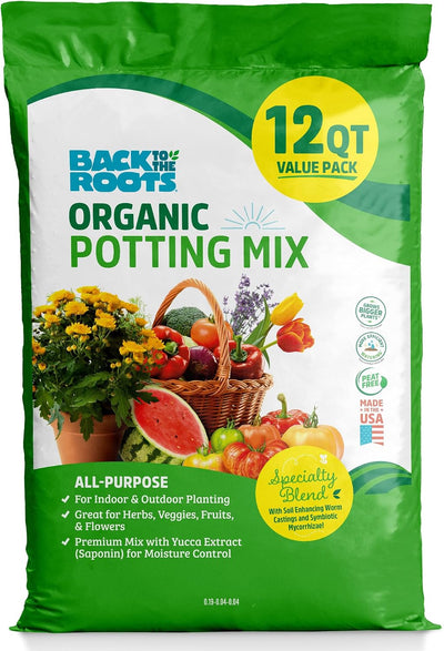 Mezcla orgánica 6qt para macetas hierbas flores verduras