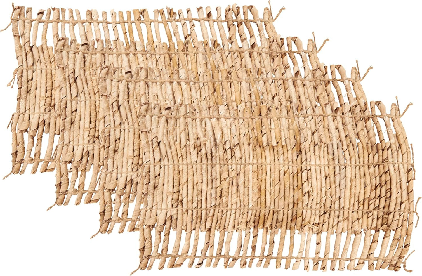 Manteles abaca y yute tejidos a mano set 4 12x18pulg