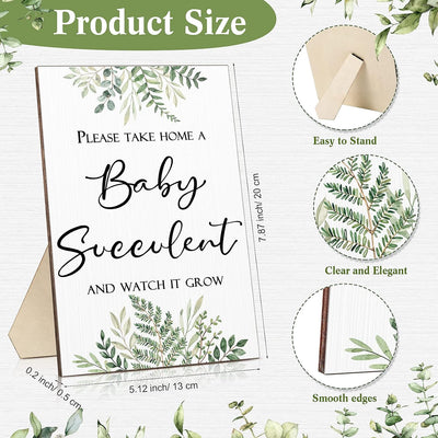 50 Etiquetas Suculentas con Letrero Madera para Baby Shower