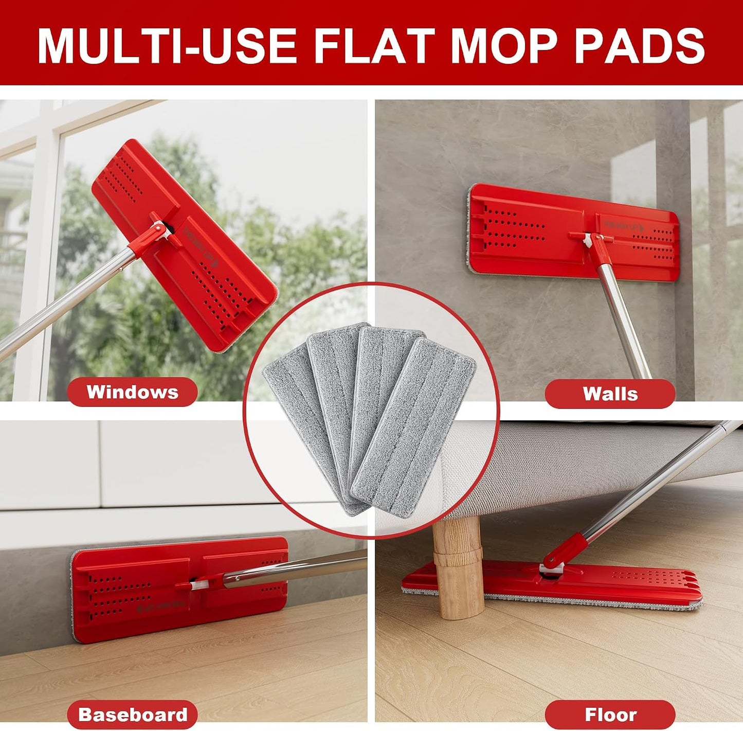 Almohadillas microfibra trapeador 13pulg gris set 4
