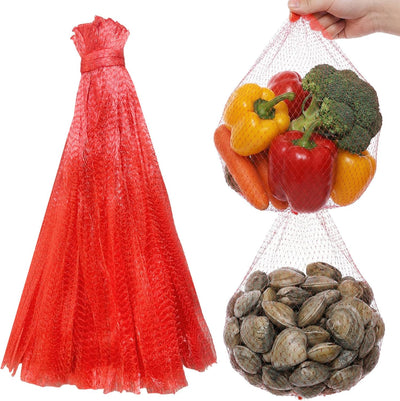 100 bolsas reutilizables de malla roja para alimentos con parte inferior termosellada